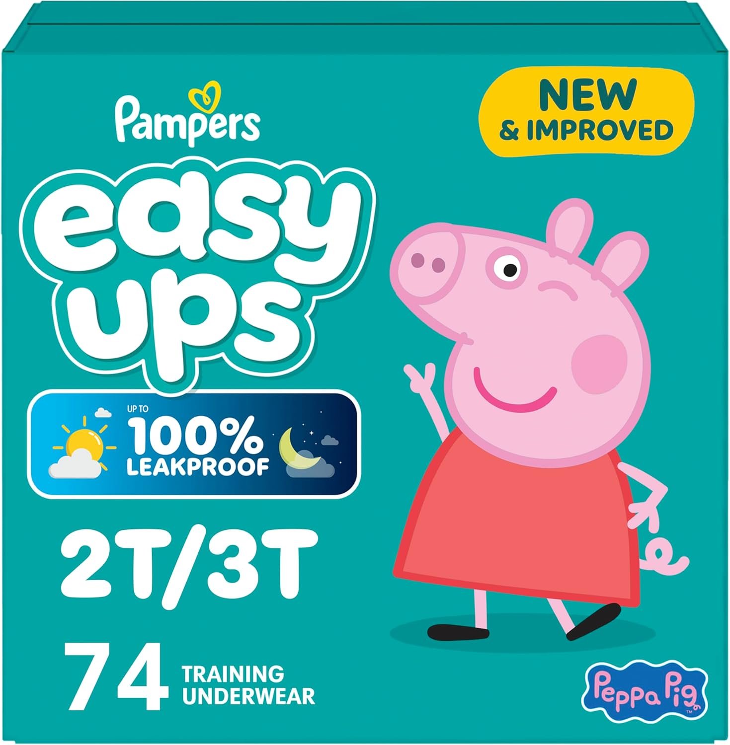 Pampers Training Pants – Easy Ups Girls & Boys – Size 2T-3T, 74 Count, Peppa Pig Potty Underwear (Packaging May Vary)