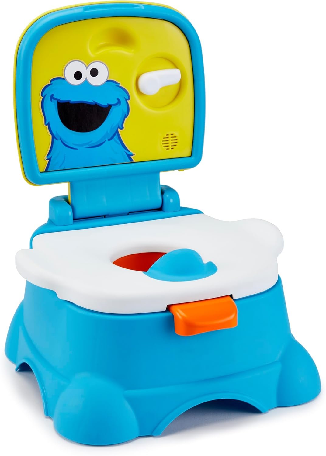 Sesame Street Cookie Monster Terrific 3 in 1 Potty Training Toilet Seat and Step Stool, Easy Clean Design with Flush Handle and Sounds, Portable, Great for Travel, Perfect for Toddler Boys & Girls 1-3