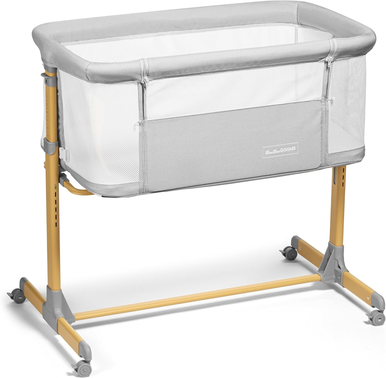 3 in 1 Baby Bassinet with Wheels, Portable Bedside Sleeper for Baby with 6 Adjustable Heights and Foam Mattress, Baby Bedside Crib for Newborns and Infants with Storage Basket