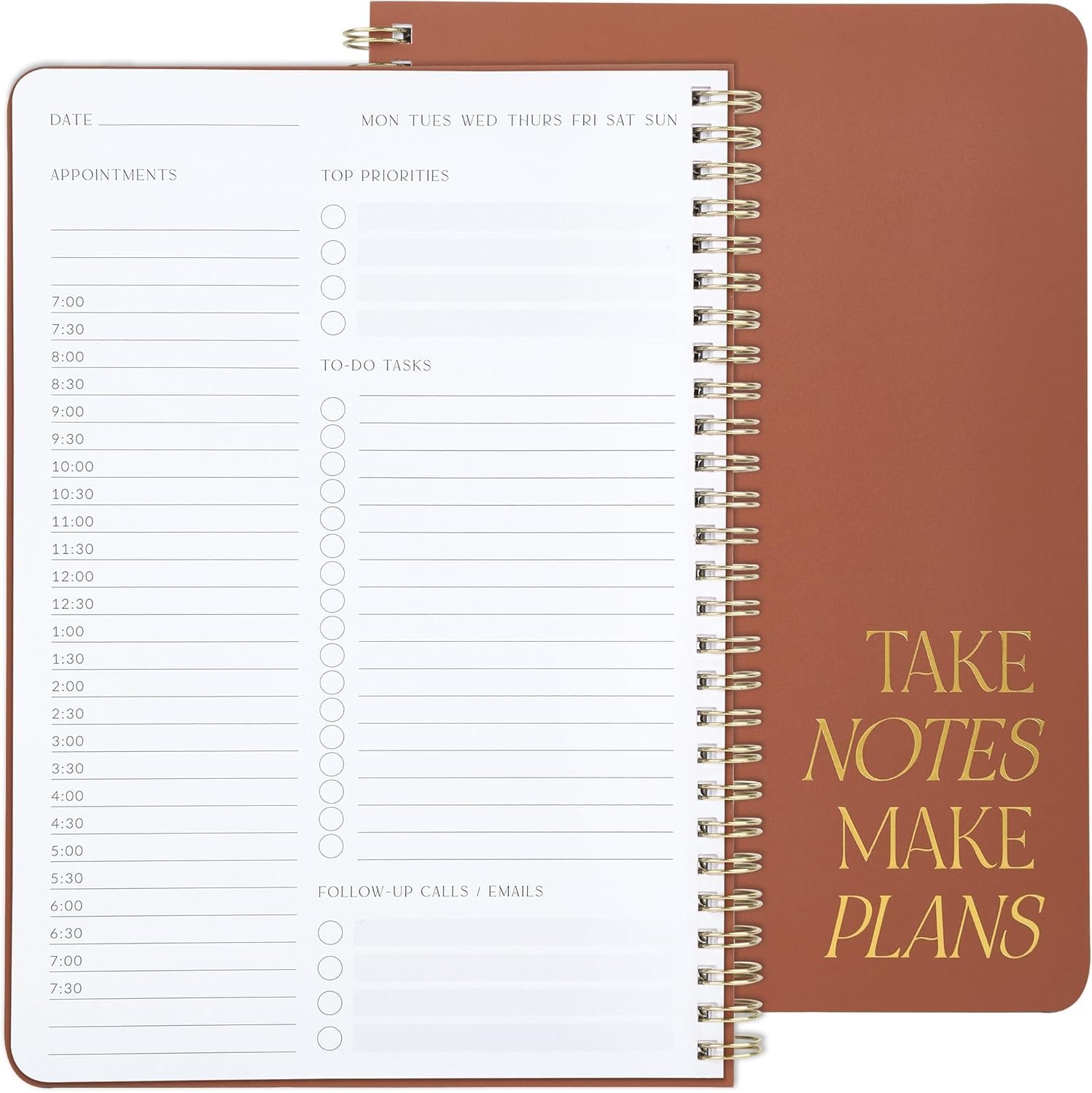 ZICOTO Beautiful Daily Planner And Notebook With Hourly Schedule – Aesthetic Spiral To do List Notepad to Easily Organize Your Work Tasks And Appointments – The Perfect Office Supplies For Women