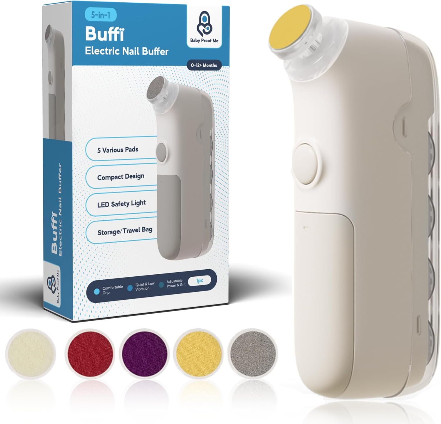 Baby Nail File Kit | 5-in-1 Baby Nail Trimmer with 3 LED Lights, Baby Nail Buffer for Infants & Toddlers – Newborn Care Essentials, Complete Nail Care Kit with Storage Bag