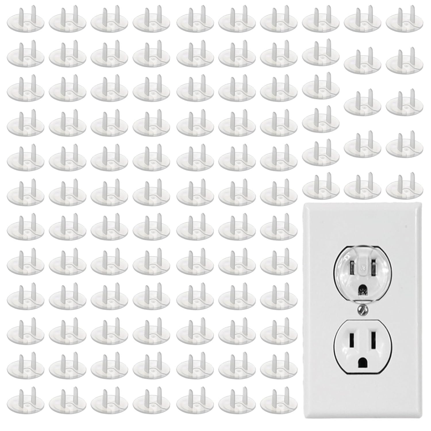 100 Pack Outlet Covers Baby Proofing Clear Outlet Covers Baby Safety Outlet Plug Covers Safe & Secure Electric Plug Protectors Sturdy Childproof Socket Covers for Home & Office