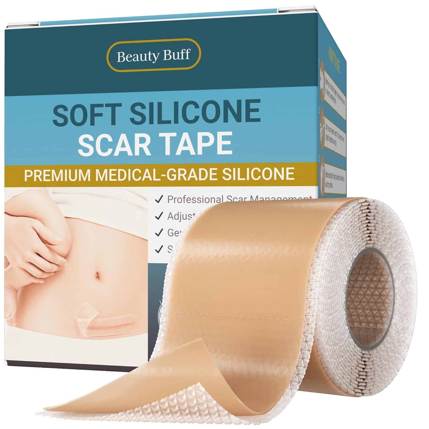 Silicone Scar Sheets, Silicone Scar Tape for Surgical Scars – Clinically Validated Technology Scar Treatment Strips for Hypertrophic, C-Section, Tummy Tuck, Keloid Scars – Reusable, Waterproof