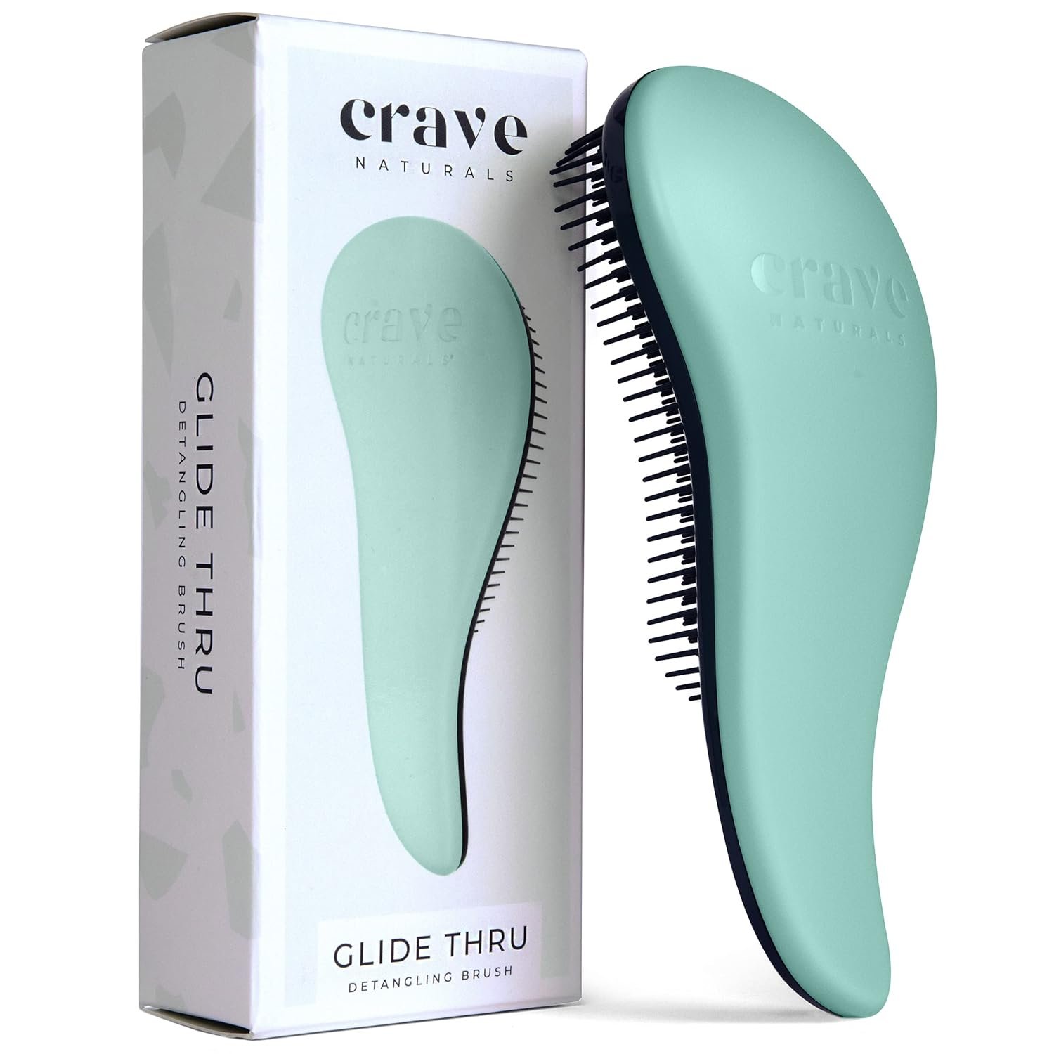 Crave Naturals Glide Thru Detangling Hairbrush that Glides Through Tangles For Wet, Dry and Damaged Hair – Gentle Detangler Styling Tool for Adults, Kids, Men and Women – 7.5 x 3 in, Turquoise