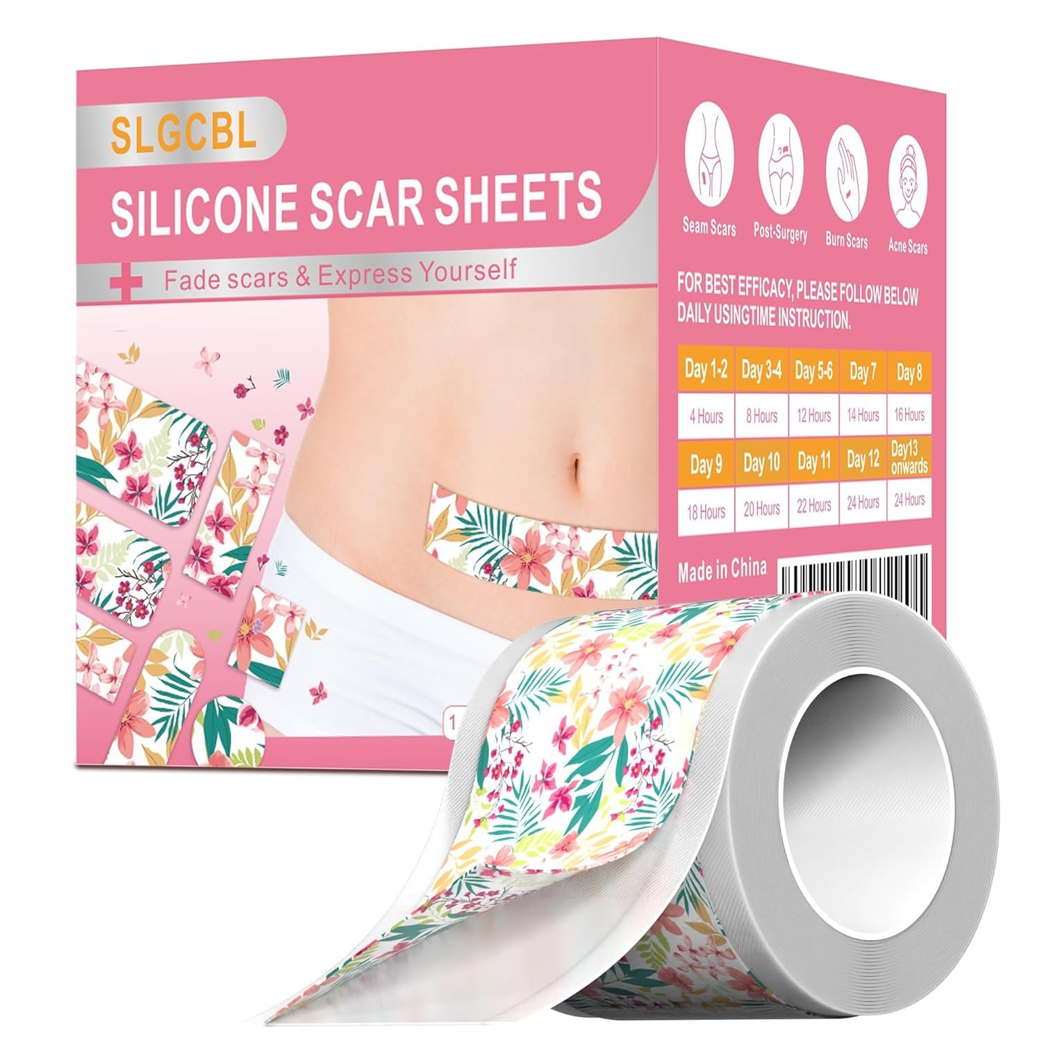 Silicone Scar Tape for Surgical Scars, Silicone Scar Sheets, C Section, Tummy Tuck (1.6”x 60”-1.5M) Reusable Scar Removal Strips for Face, Body, Burns & Keloid Scars