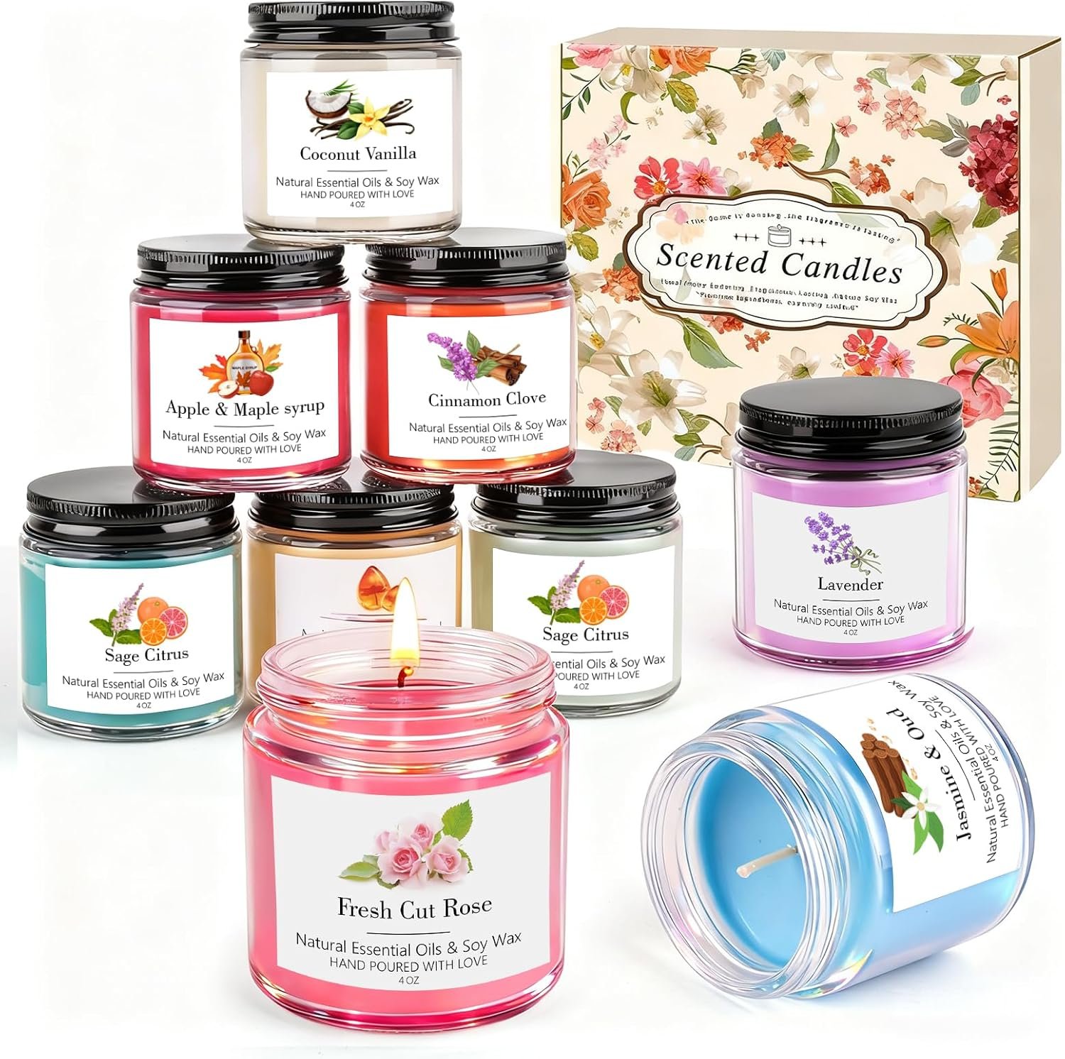 9 Pack Candles Gift for Women Aromatherapy Candles for Home Scented 36 oz 300 Hour Long Lasting Candles Gifts Set, Mothers Day Gifts, Birthday, Valentine, Christmas, Anniversary Holiday Home Decor