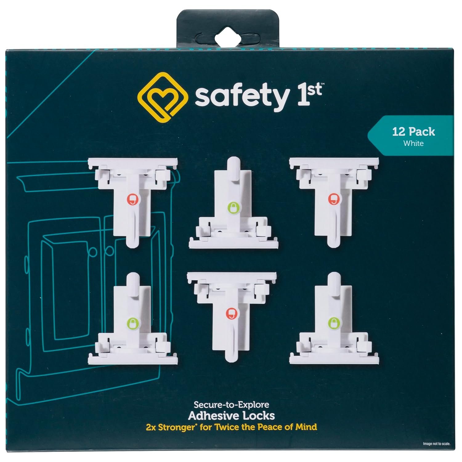 Safety 1st – Secure-to-Explore Adhesive Cabinet Locks Baby Proofing, Child Locks for Cabinets and Drawers (12 Locks), White