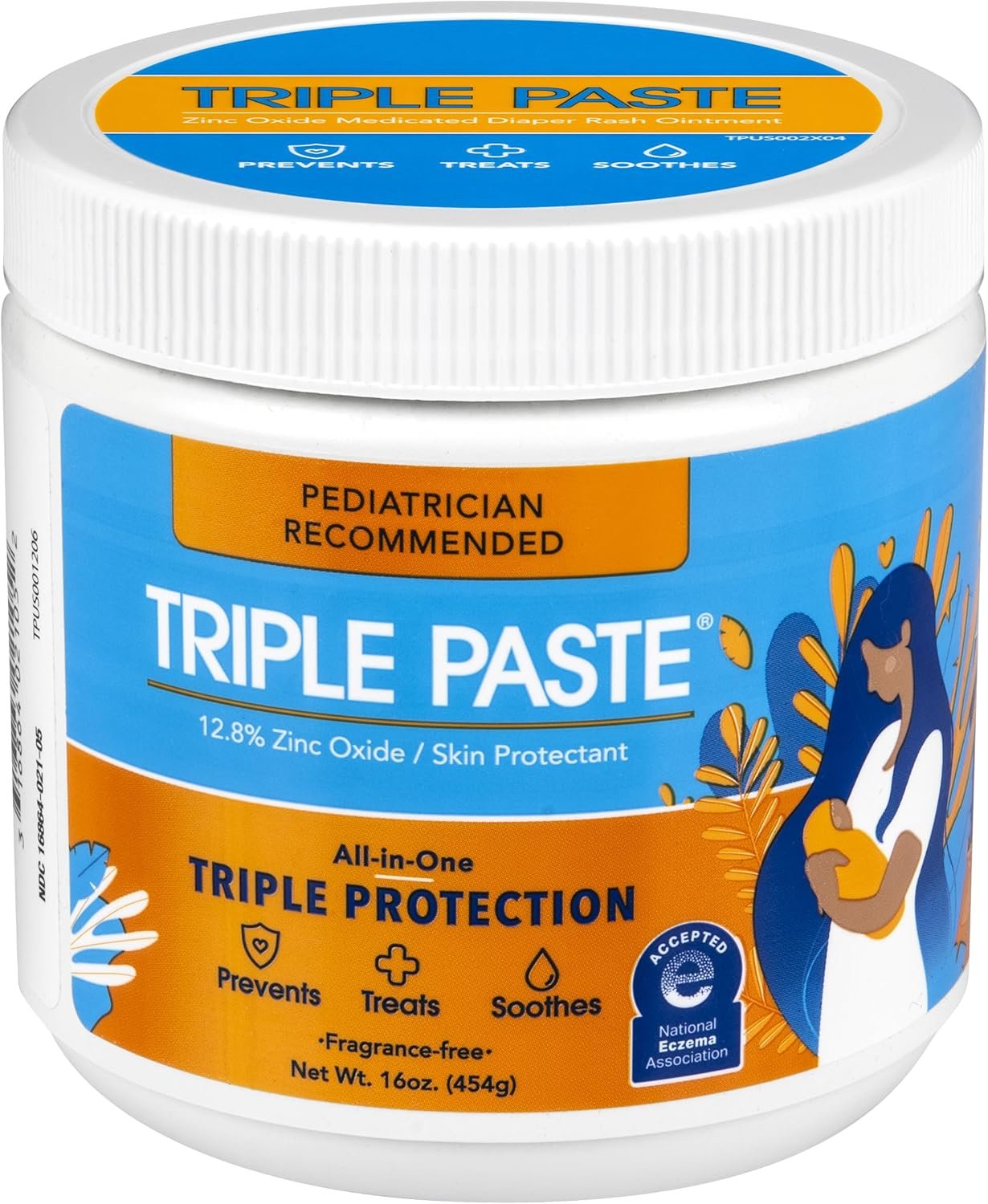 Triple Paste Diaper Rash Cream for Baby – 16 Oz Tub – Zinc Oxide Ointment Treats, Soothes & Prevents Diaper Rash, Pediatrician-Recommended Hypoallergenic Formula, Baby Essentials for Daily & Overnight