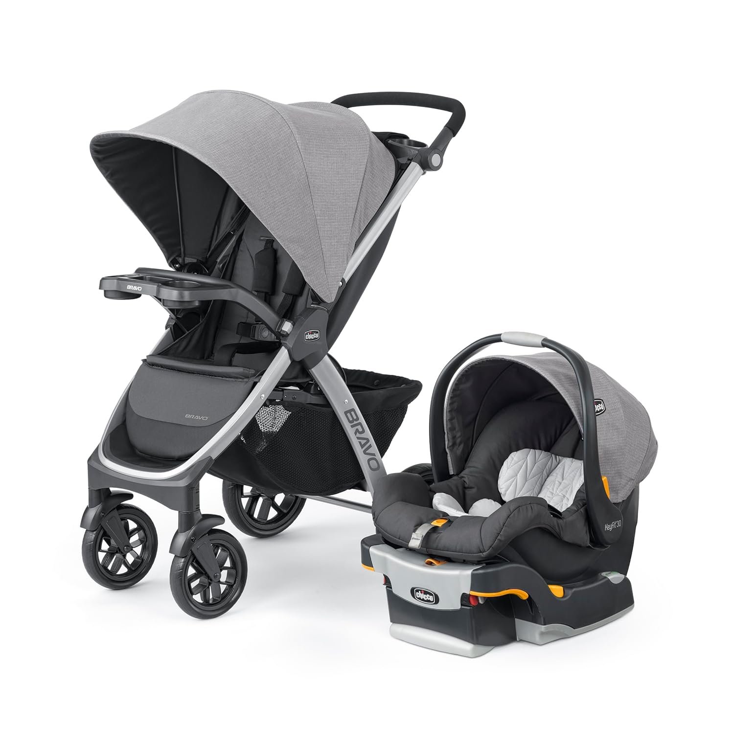 Chicco Bravo® 3-in-1 Trio Travel System, Bravo® Quick-Fold Stroller with KeyFit® 30 Infant Car Seat and Base, Car Seat and Stroller Combo | Parker