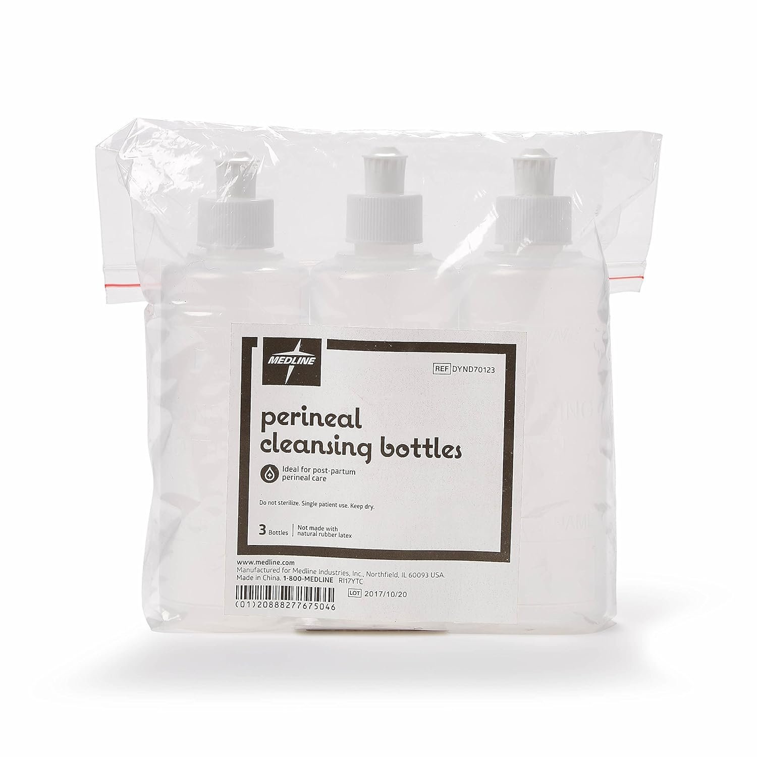 Medline Squirt Bottle, Postpartum Peri Bottle, 3 Pack, 8 oz Perineal Irrigation Bottle, Cleansing Bottle for new moms or bidet use