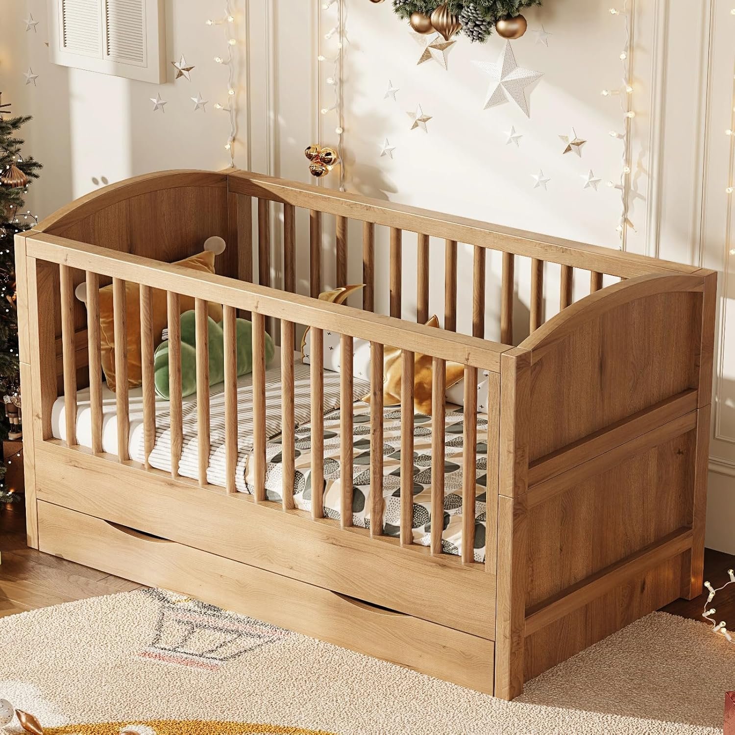 4-in-1 Convertible Crib, Converts to Toddler Bed and Full Bed