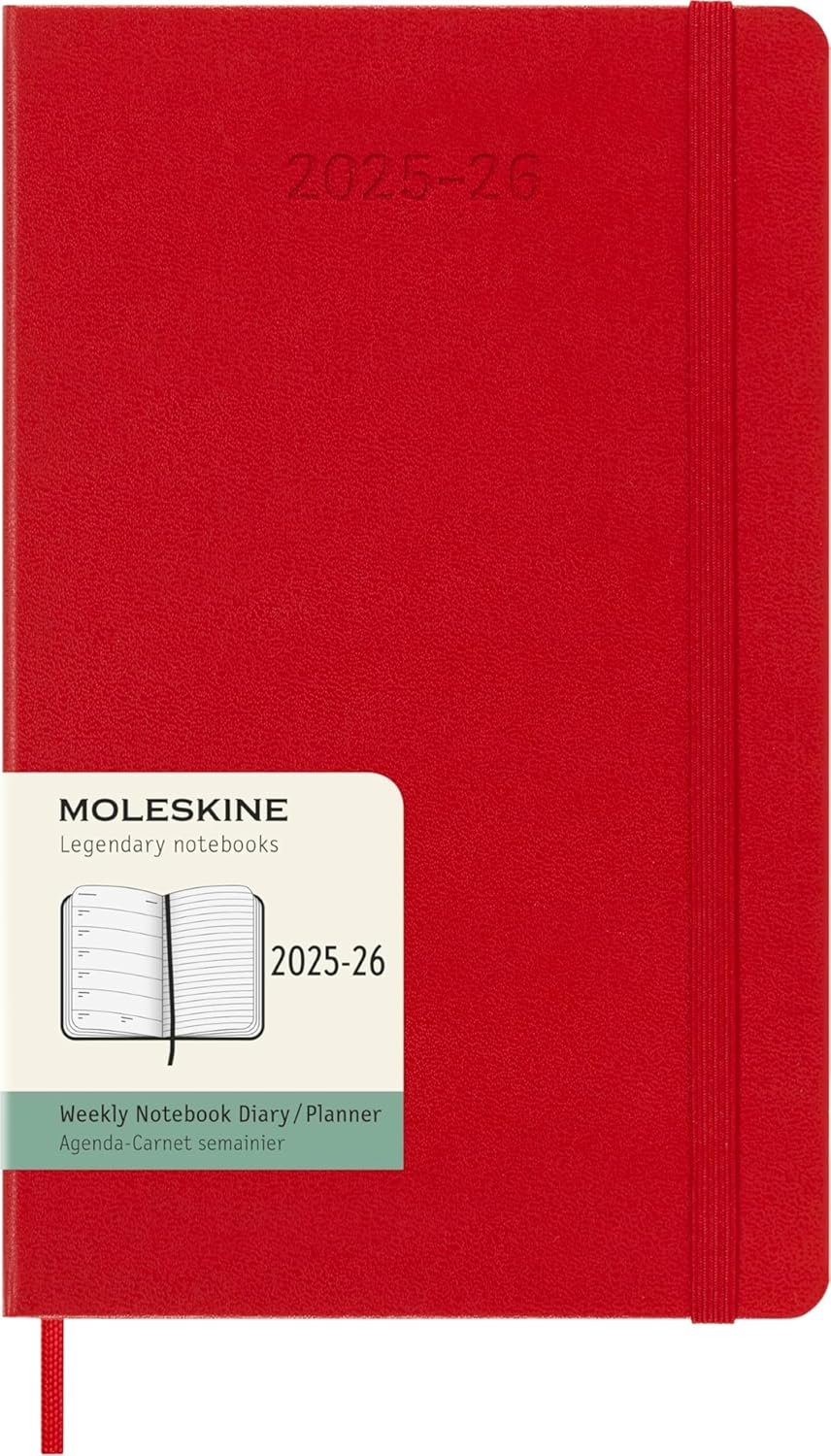 Moleskine Classic 18 Month 2025-2026 Weekly Planner, Hard Cover, Large (5″ x 8.25″), Scarlet Red, 208 pages