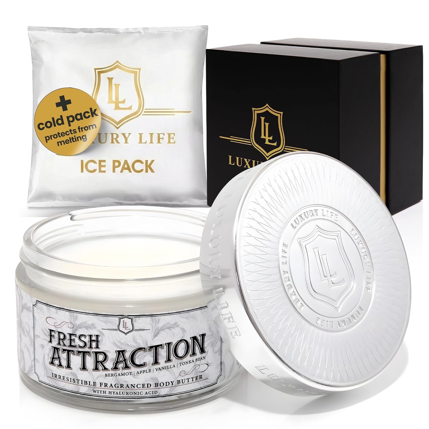 LUXURY LIFE BUTTER – Irresistibly Scented Body Butter with Hyaluronic Acid for Ultimate Moisture. Luxurious Natural Fragrance. Hydrates for a Non-Greasy Glamorous Glow, Fresh Attraction, 5 oz.