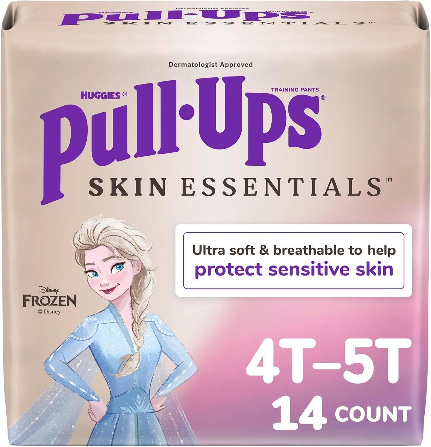 Pull-Ups Girls’ Skin Essentials Potty Training Pants, Training Underwear, 4T-5T (38-50 lbs), 14 Ct