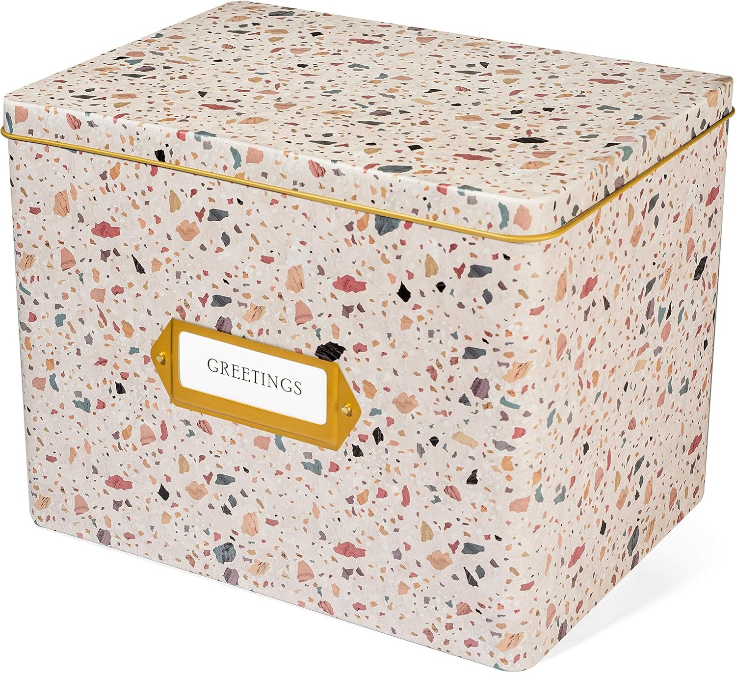 Jot & Mark Greeting Card Organizer Box Set | Decorative Recipe Tin Box, Tab Dividers, Matching Greeting Cards and Envelopes