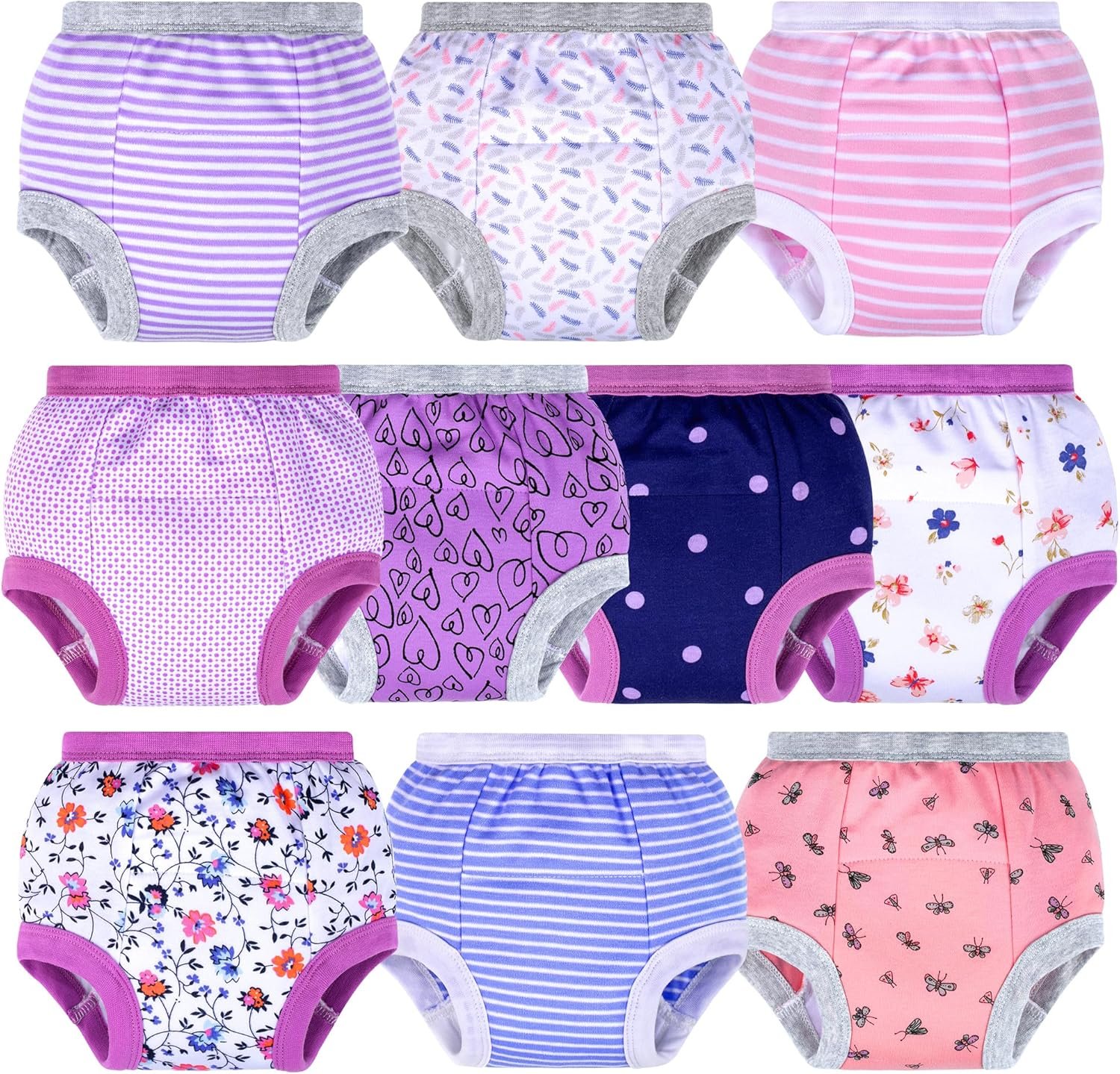 BIG ELEPHANT Potty Training Underwear, 100% Cotton Absorbent Unisex Toddler Pee Pants for Boys Girls