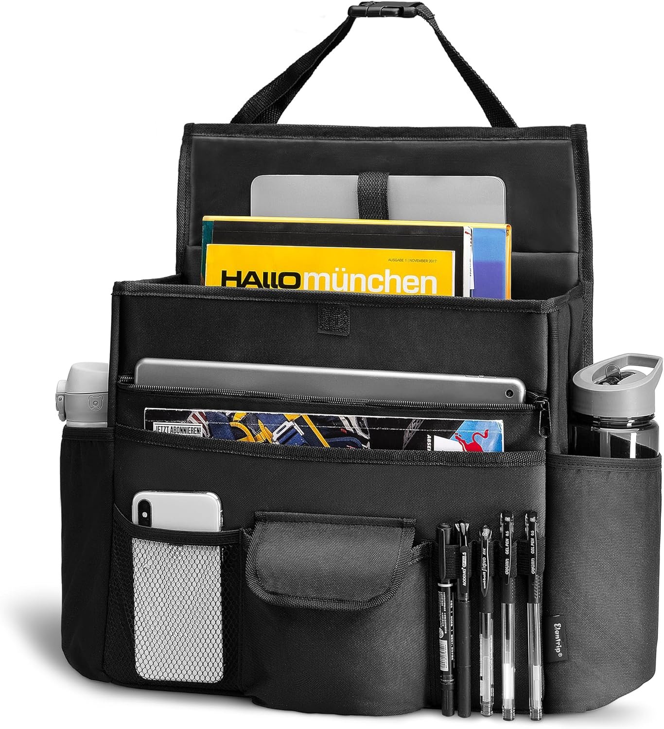 Elantrip Car Front Seat Organizer, Back Seat Storage with Adjustable Straps Truck Seat Organizers for Delivery Drive, Office File, Passenger Seat