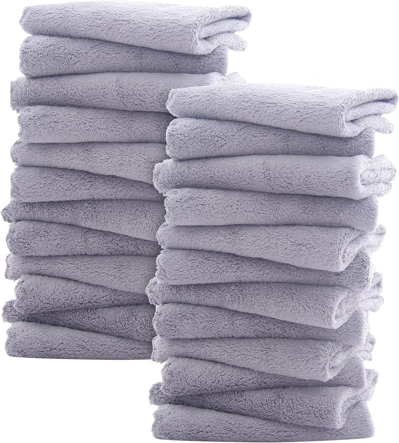 Sunny zzzZZ Ultra Soft 24 Pack Baby Washcloths – 10×10 Inches – Coral Fleece Extra Absorbent Wash Clothes for Babies, Infants and Toddlers – Sensitive Skin and Newborn – Ideal Baby