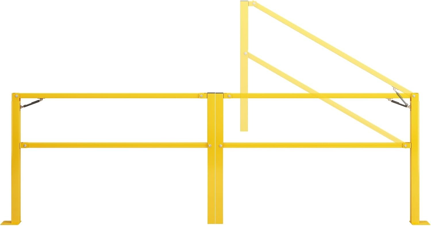10‘ Folding Dock Door Gate – Heavy-Duty Industrial Safety Barrier for Dock Doorways &Loading Docks & Warehouses with Gas Strut & High Visibility Yellow Finish
