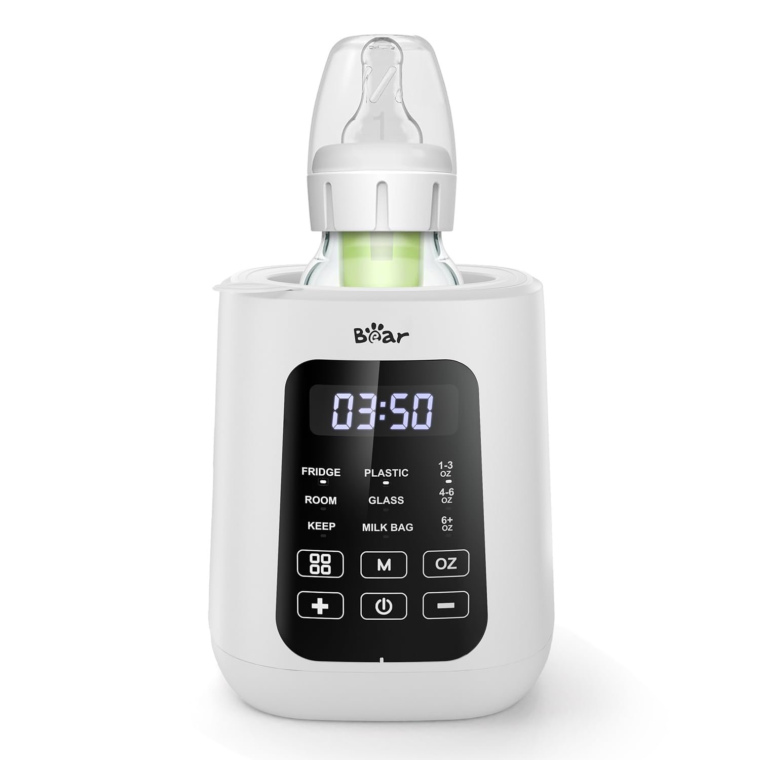 Bear Baby Bottle Warmer, Milk Warmer Breastmilk Bag Formula Fast Warming for New Born Baby Bottles, with Time Temp Control Automatic Shut Off at Home Use
