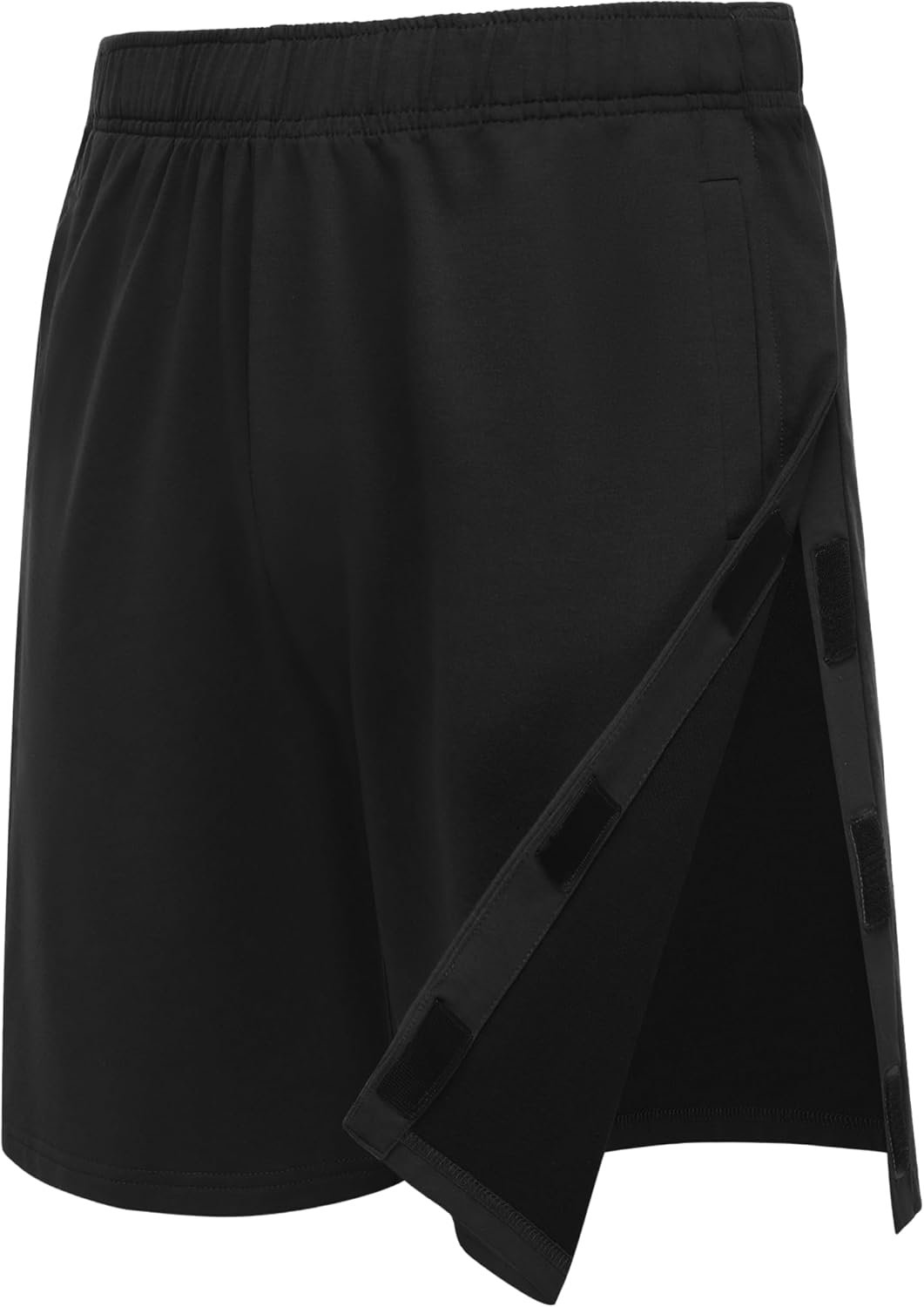 Deyeek Unisex Tear Away Shorts 9″ Snap On Athletic Shorts Cotton Post Knee Hip Surgery Recovery Lounge Short with Pockets