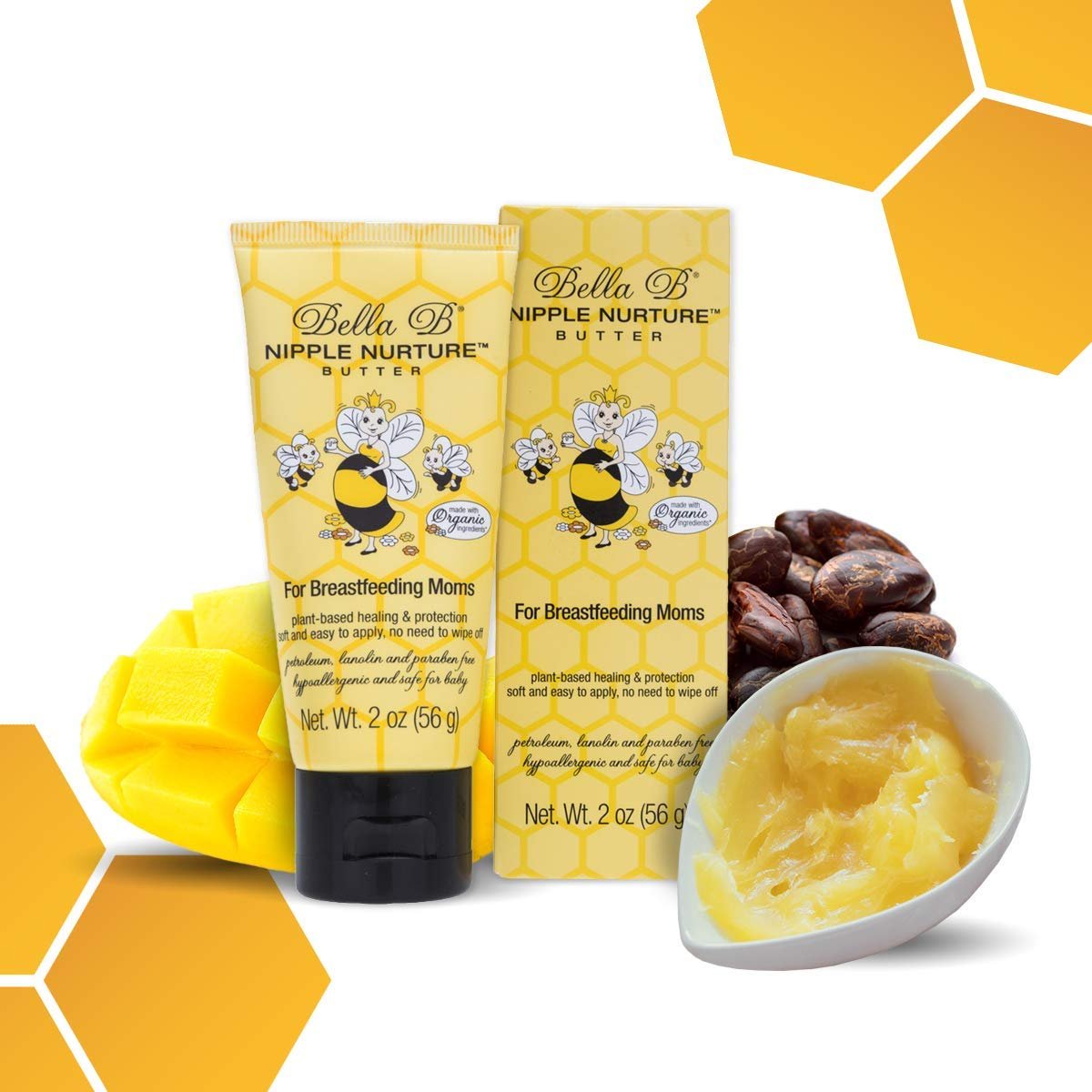 Bella B Nurturing oz – Organic Nipple Cream For Breastfeeding – Natural Nipple Cream For Breastfeeding Organic, Nipple Butter, Fragrance Free, 2 Ounce