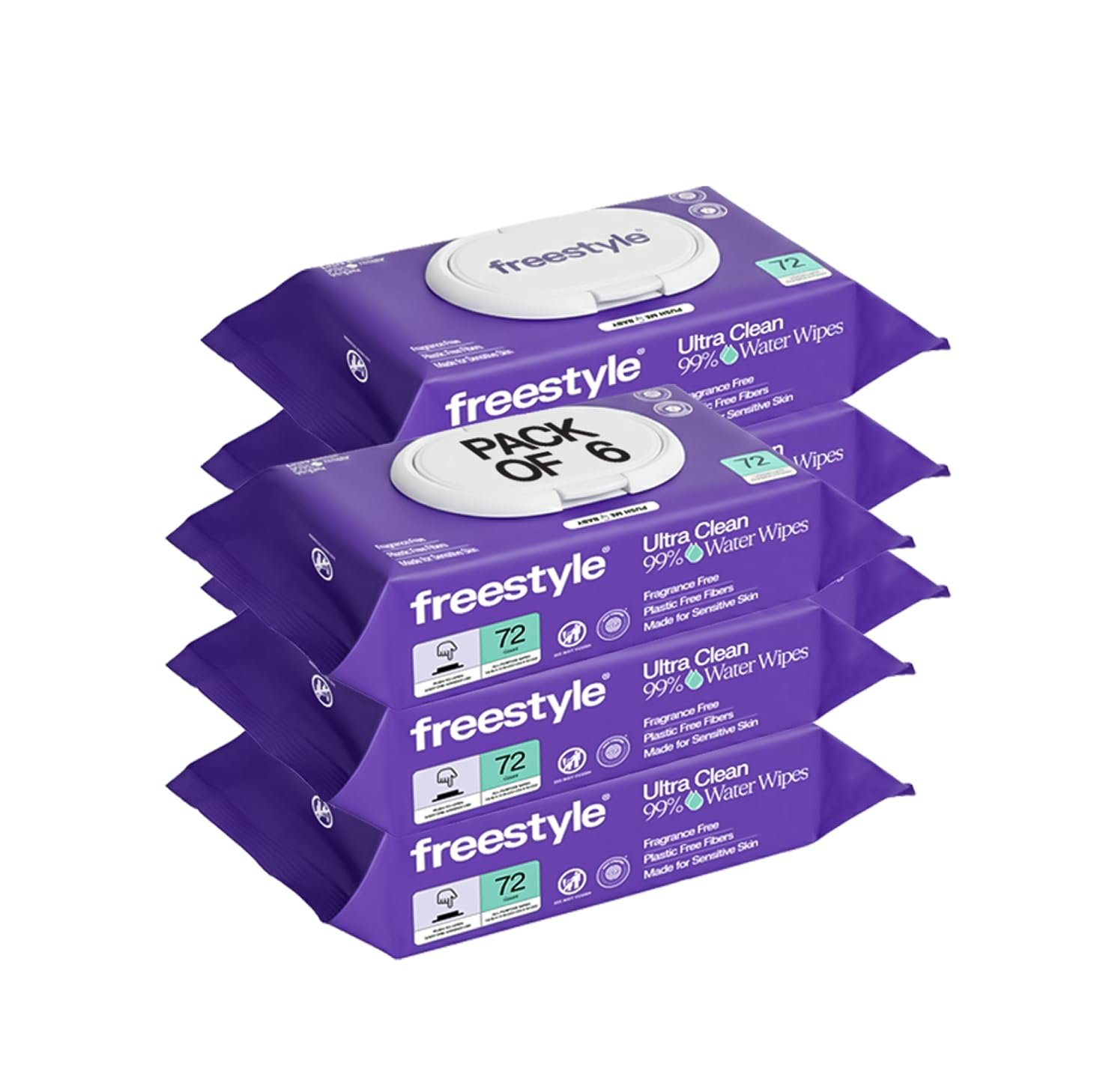 Freestyle Soft Jumbo Baby Wipes, Hypoallergenic and Unscented, Water-Based Wet Wipes for Babies, Finely Suited for Sensitive Skin, Thick & Oversized, Pack of 6, 72 Wipes Per Pack