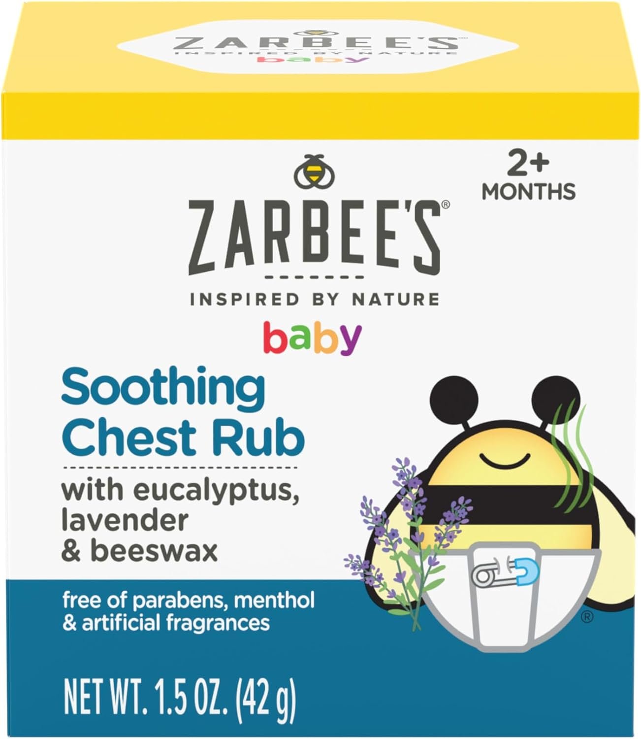 Zarbee’s Baby Soothing Chest Rub with Eucalyptus & Lavender, Petroleum-Free Safe and Effective Formula, 1.5 Ounce