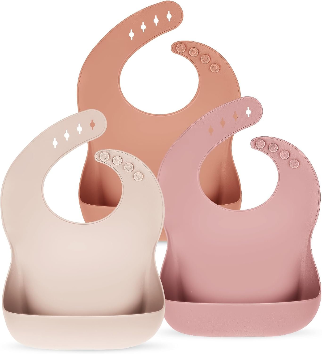 Silicone Bibs for Babies Toddler Set of 3, BPA Free, Soft Adjustable Waterproof Bibs for Feeding Essentials