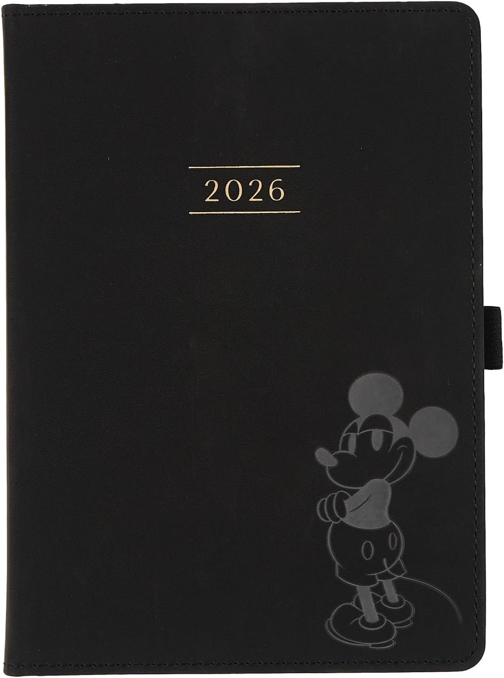Happy Planner Disney Mickey 12-Month Undated Planner, Embossed Vegan Leather, Small Size, 6″ x 8.5″, Vertical Layout, Obsidian