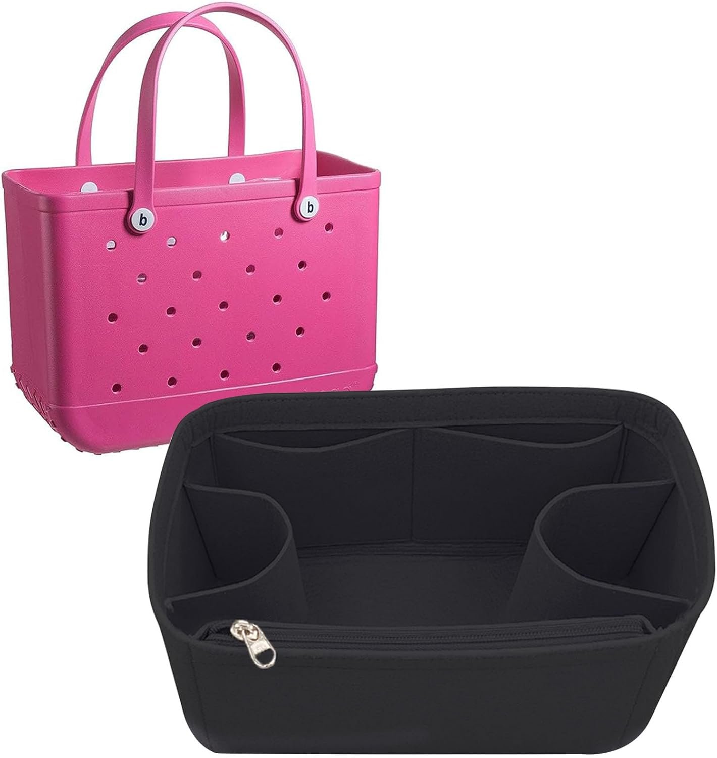 Lckaey Purse organizer inserts for rubber beach bag with Borg bag handbag organizers inserts Y015-black-M