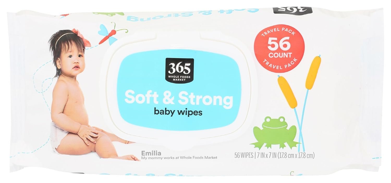 365 by Whole Foods Market, Soft & Strong Disposable Baby Wipes, Fragrance-Free, 56 Count