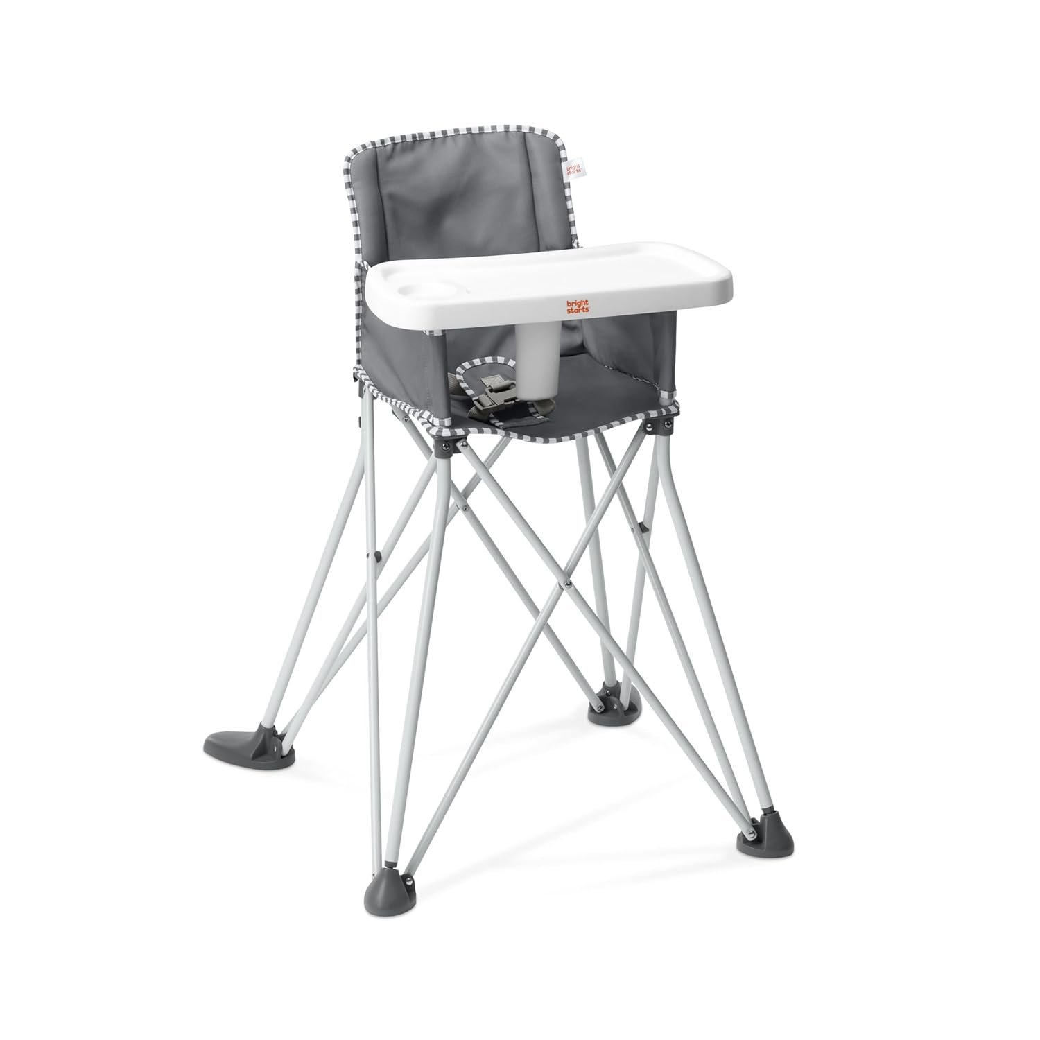 Bright Starts Pop ‘N Dine Portable High Chair, Indoor/Outdoor, BPA Free Tray, Easy to Fold, Unisex, Grey, 6 Months +