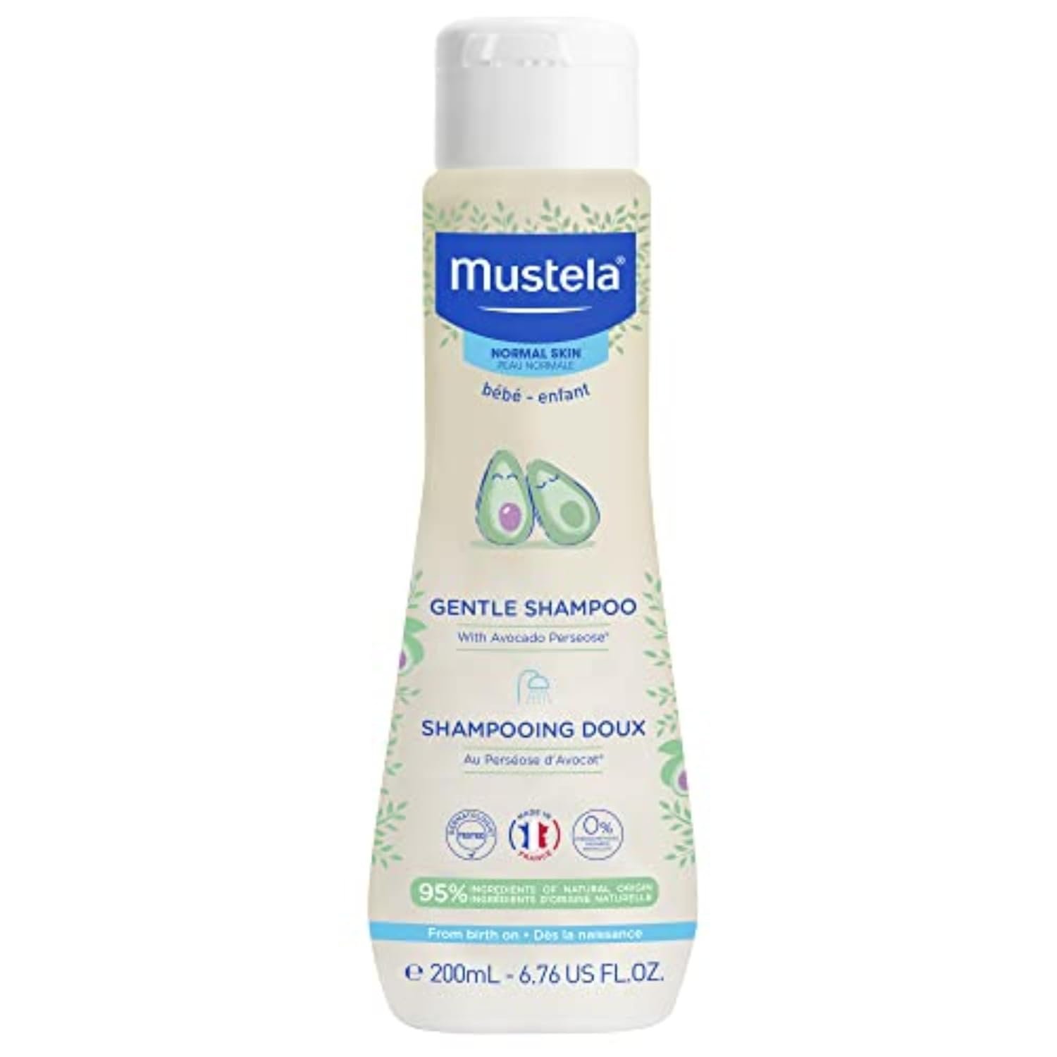 Mustela Baby Gentle Shampoo with Natural Avocado – Hair Care for Kids of all Ages & Hair Types – Tear-Free & Biodegradable Formula – Various Sizes – 1 or 2-Pack