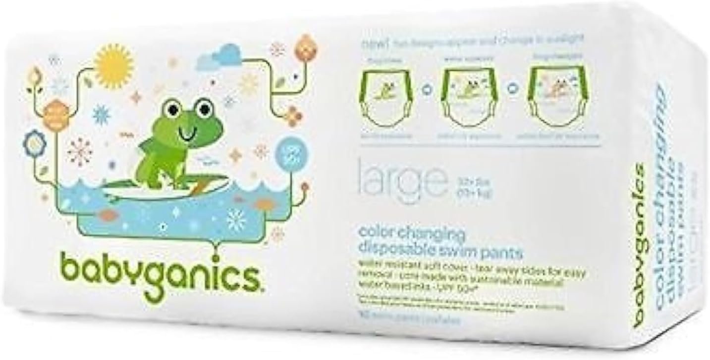 Babyganics Color Changing Disposable Swim Diapers, Large