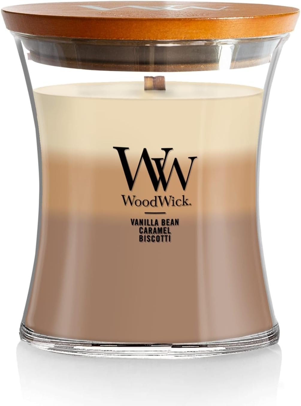 WoodWick Café Sweets Trilogy Holiday Candle Gifts for Women and Men, 9.7 oz Medium Hourglass Trilogy Candle with Crackling Wick