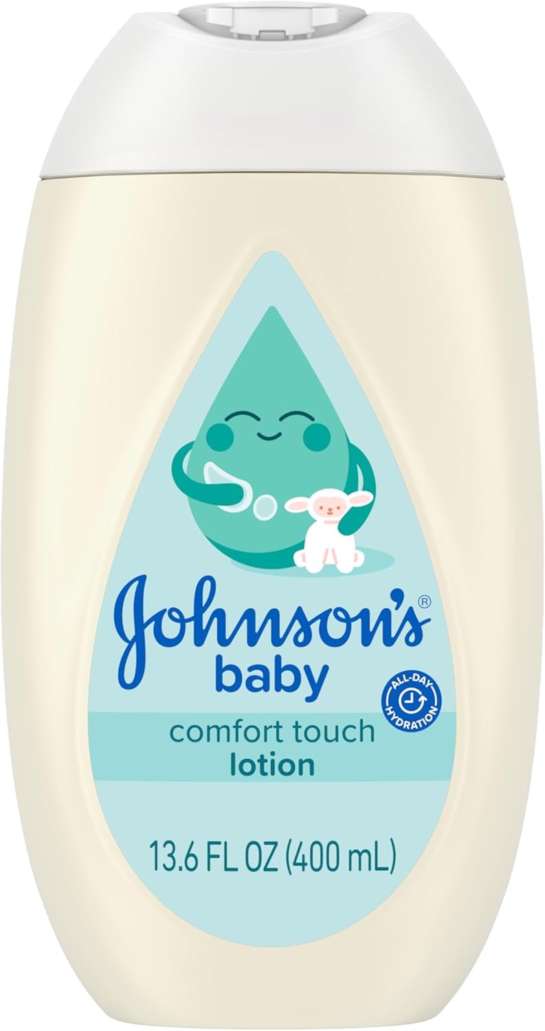 Johnson’s Baby Comfort Touch Newborn Baby Face & Body Lotion, Silky Moisturizing Lotion, Baby Essentials, Hypoallergenic, No added Parabens &Dyes, 13.6 fl. oz