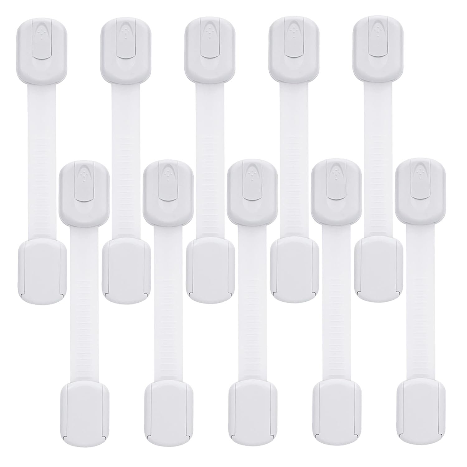 Goodv Child Safety Cabinet Locks – (10 Pack) Baby Proofing Latches to Drawer Door Fridge Oven Toilet Seat Kitchen Cupboard Appliance Trash Can with 3M Adhesive – Adjustable Strap No Drill No Tool