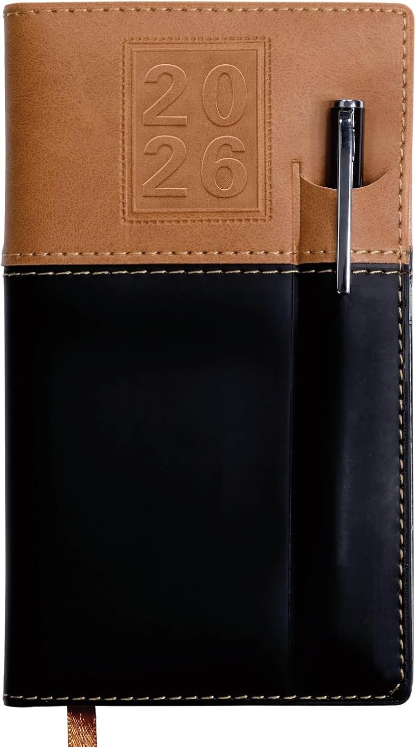 2026 Pocket Planner/Pocket Calendar and Pen, 3.5″x6″: Includes 14 Months (November 2025 – December 2026) / 2026 Weekly Planner/Weekly Agenda/Monthly Calendar Organizer (Brown/Black)