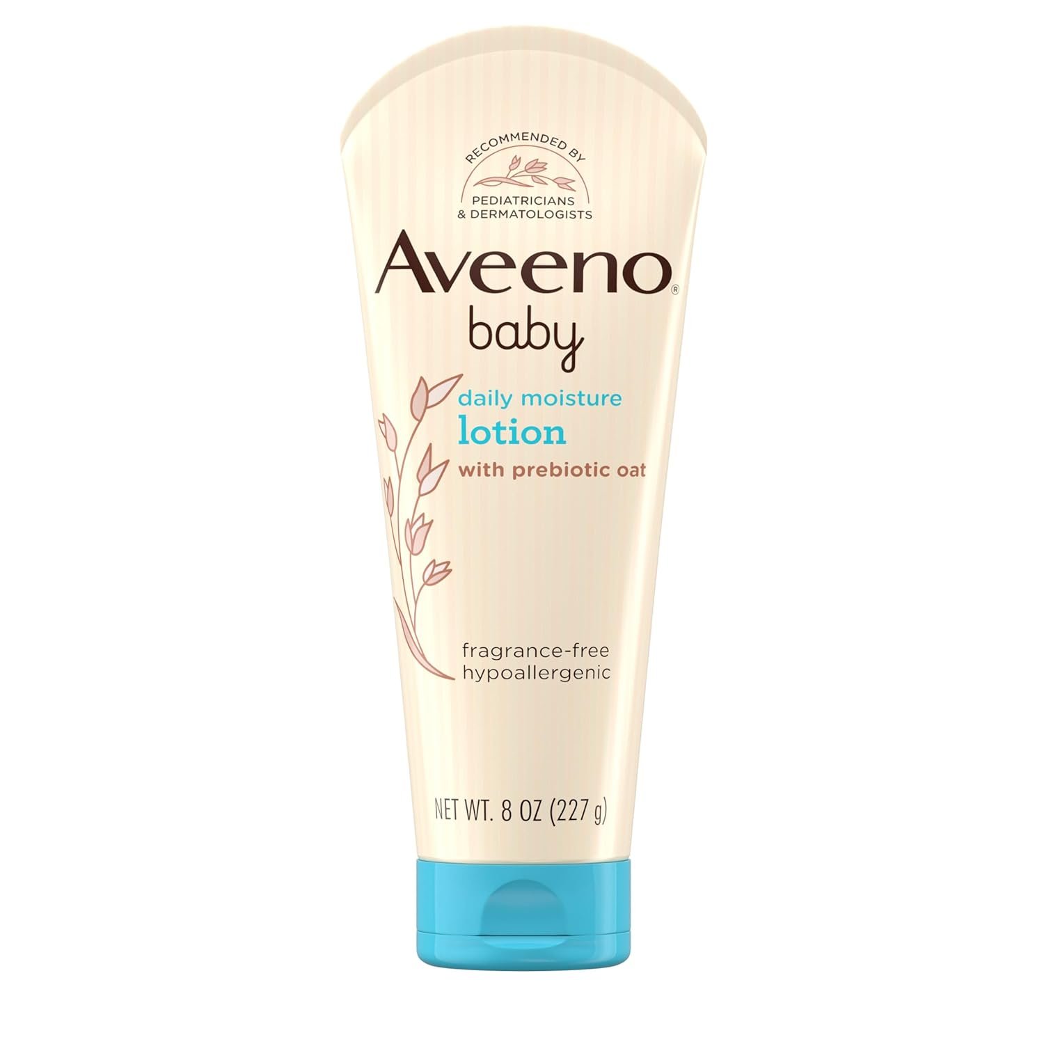 Aveeno Baby Daily Moisture Body Lotion for Sensitive Skin, Hypoallergenic Moisturizing Baby Lotion with Nourishing Oatmeal to Deeply Moisturize Baby’s Skin, Fragrance-Free, 8 fl. oz