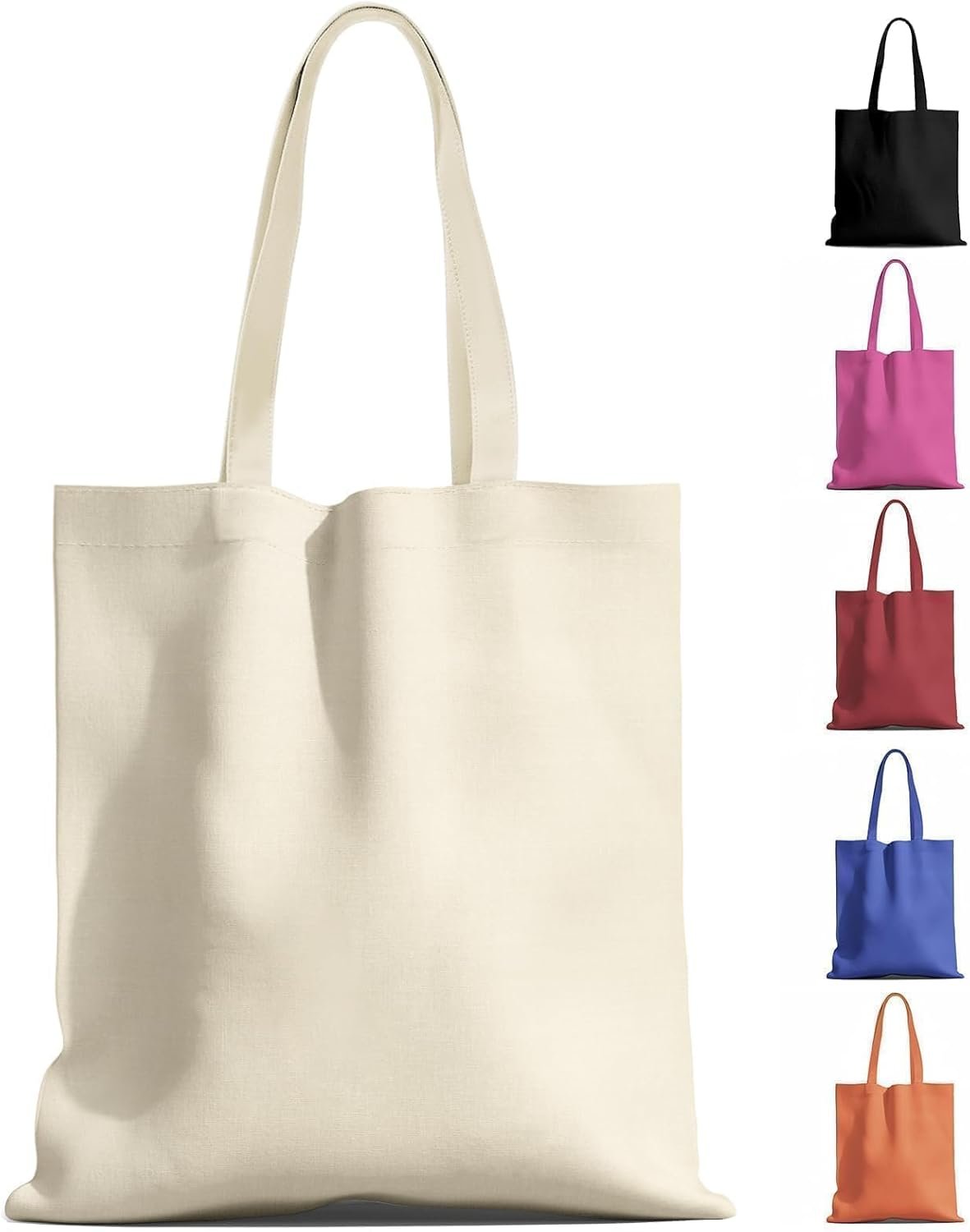 MOLOVA 1-200 Pack Available Premium Canvas Reusable Tote Gift Bags,Made of Natural Canvas with Handle,Work,DIY,Shopping(1 Pack)