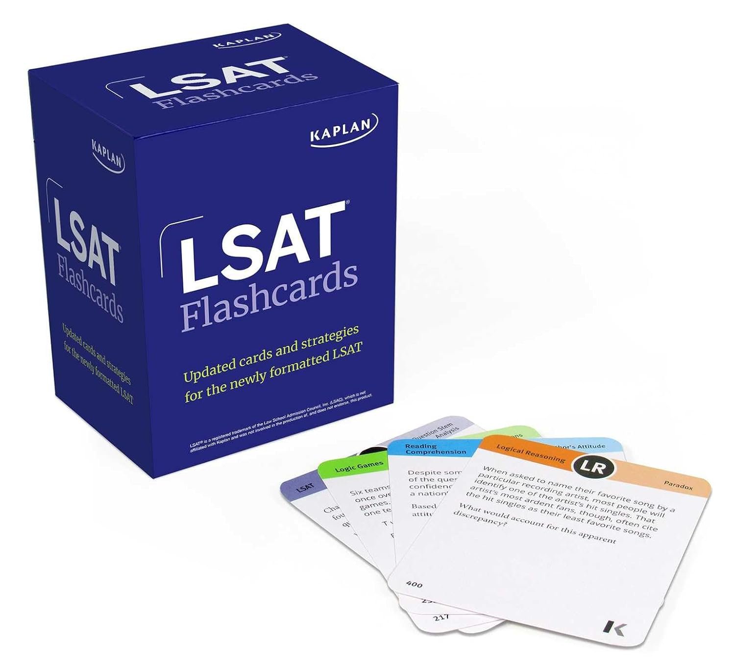 LSAT Prep Flashcards: Updated cards and strategies for the newly formatted LSAT (Kaplan Test Prep)