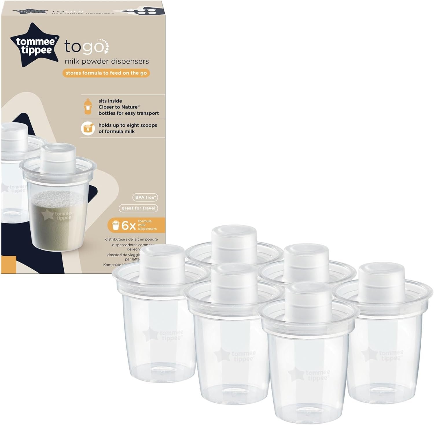 Tommee Tippee Closer To Nature Milk Powder Dispensers x 6