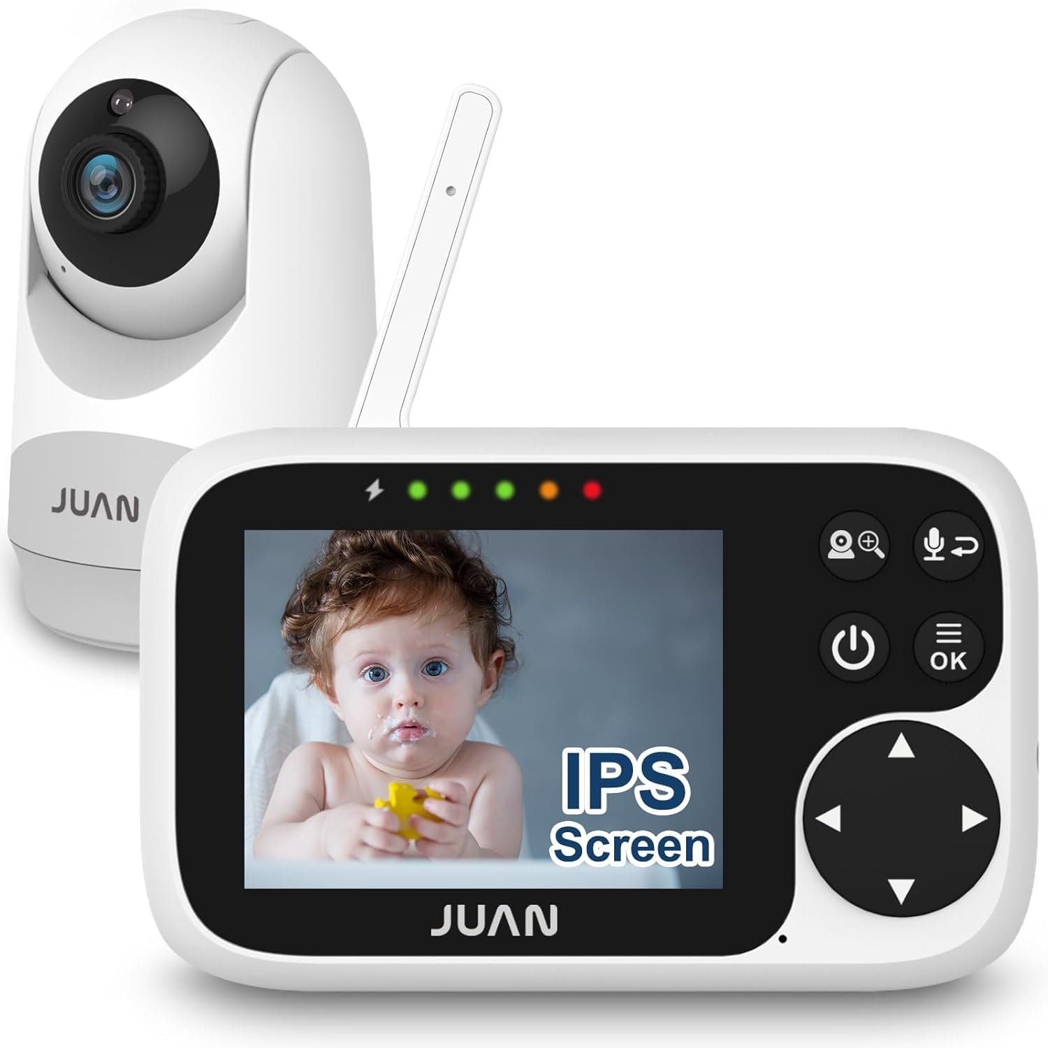 JUAN Video Baby Monitor with Camera and Audio – No WiFi Baby Camera Monitor with 3.2” IPS Screen for Kids/Pets/Elderly, Pan/Tilt/Zoom Camera, 1000FT, Night Vision, VOX Mode