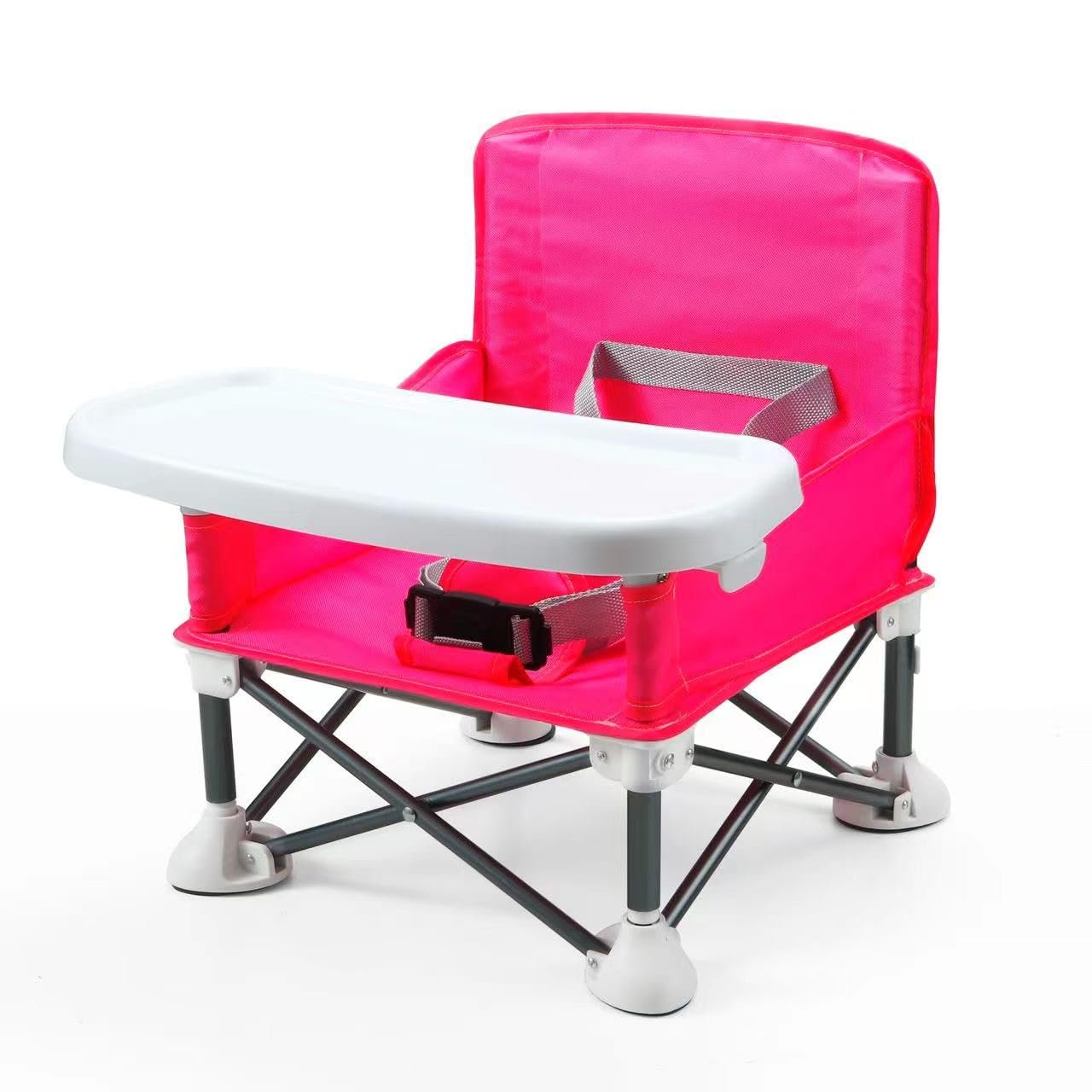 PandaEar Portable Travel Booster Seat with Tray| Folding Baby Seat Booster High Chair for Dining Table| Compact Camping Chair for Lawn, Beach Indoor/Outdoor Use| Toddlers, Kids (Pink)