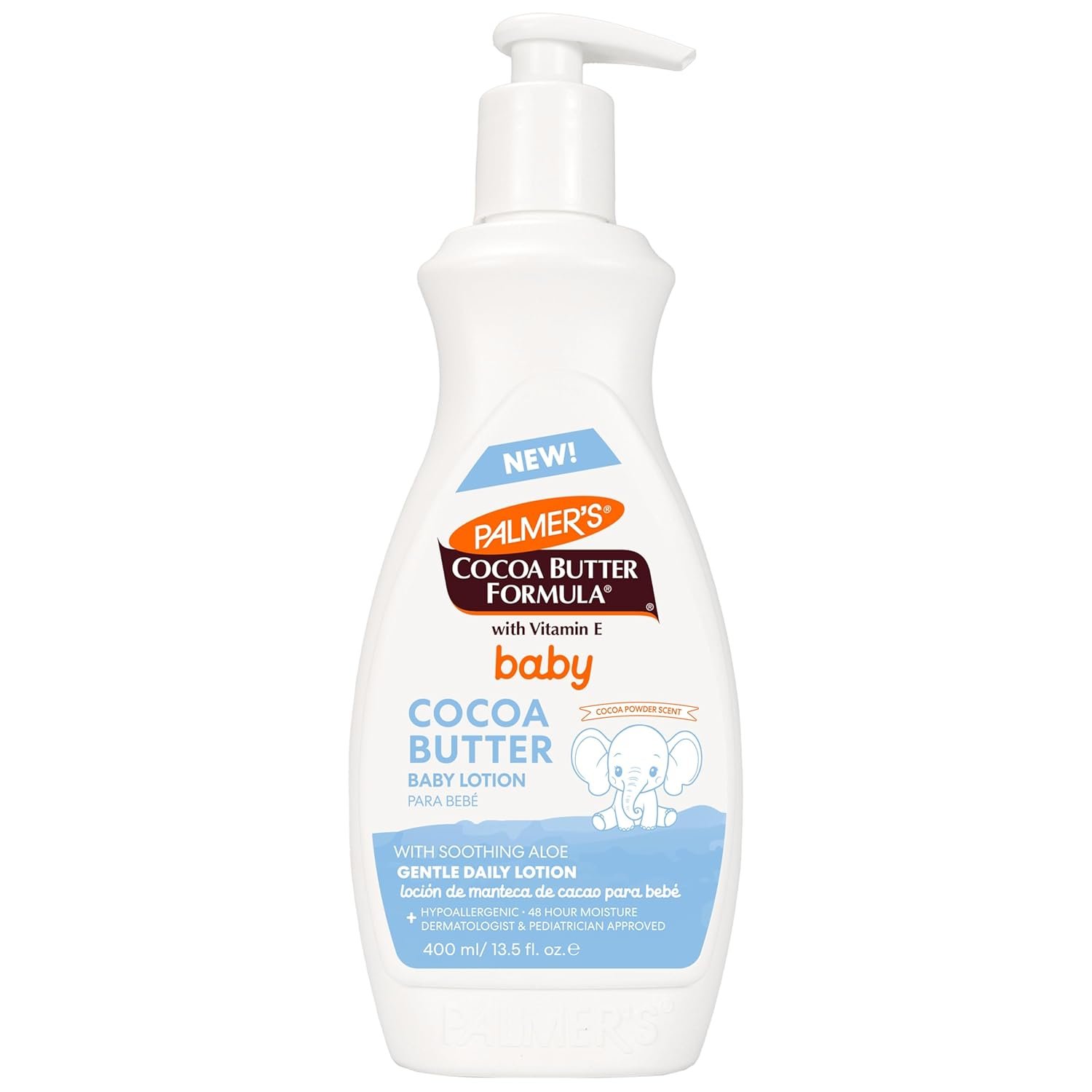 Palmer’s Baby Lotion, Cocoa Butter Formula Body Lotion, 13.5 Fl Oz, Gentle Baby Moisturizer for Delicate Skin with Vitamin E & Aloe, Hypoallergenic, 48Hr Moisture, Dermatologist Tested Baby Essentials