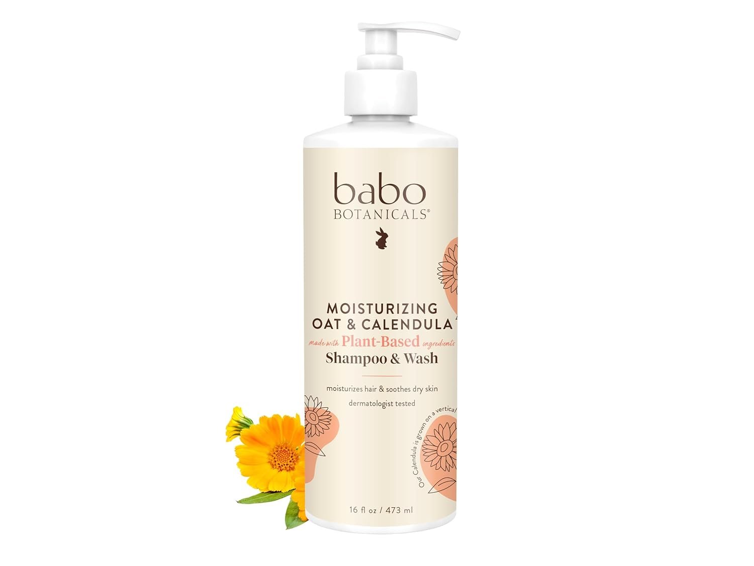 Babo Botanicals Moisturizing Oat & Calendula 2-in-1 Shampoo & Wash – Gentle Cleansing for Dry or Sensitive Skin – Safe for Baby, Toddler, Kids & Family – Lightly Scented – Vegan