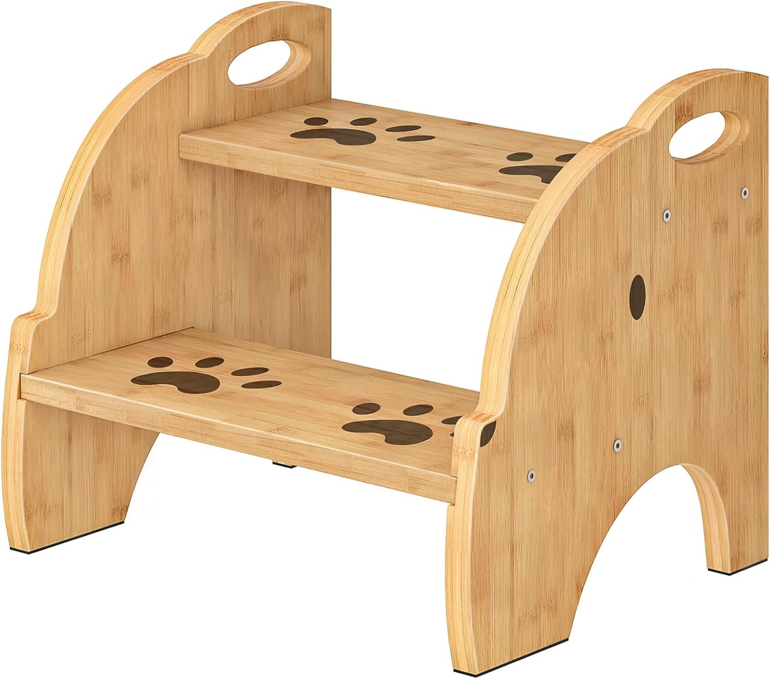 HOOBRO Toddler Step Stool, Bamboo Step Stool for Kids, Two Step Toddler’s Stool, Kids Potty Training Stool with Handles, Non-Slip Pads, Easy to Move, for Sink, Bathroom, Bedroom, Natural YL21JD01