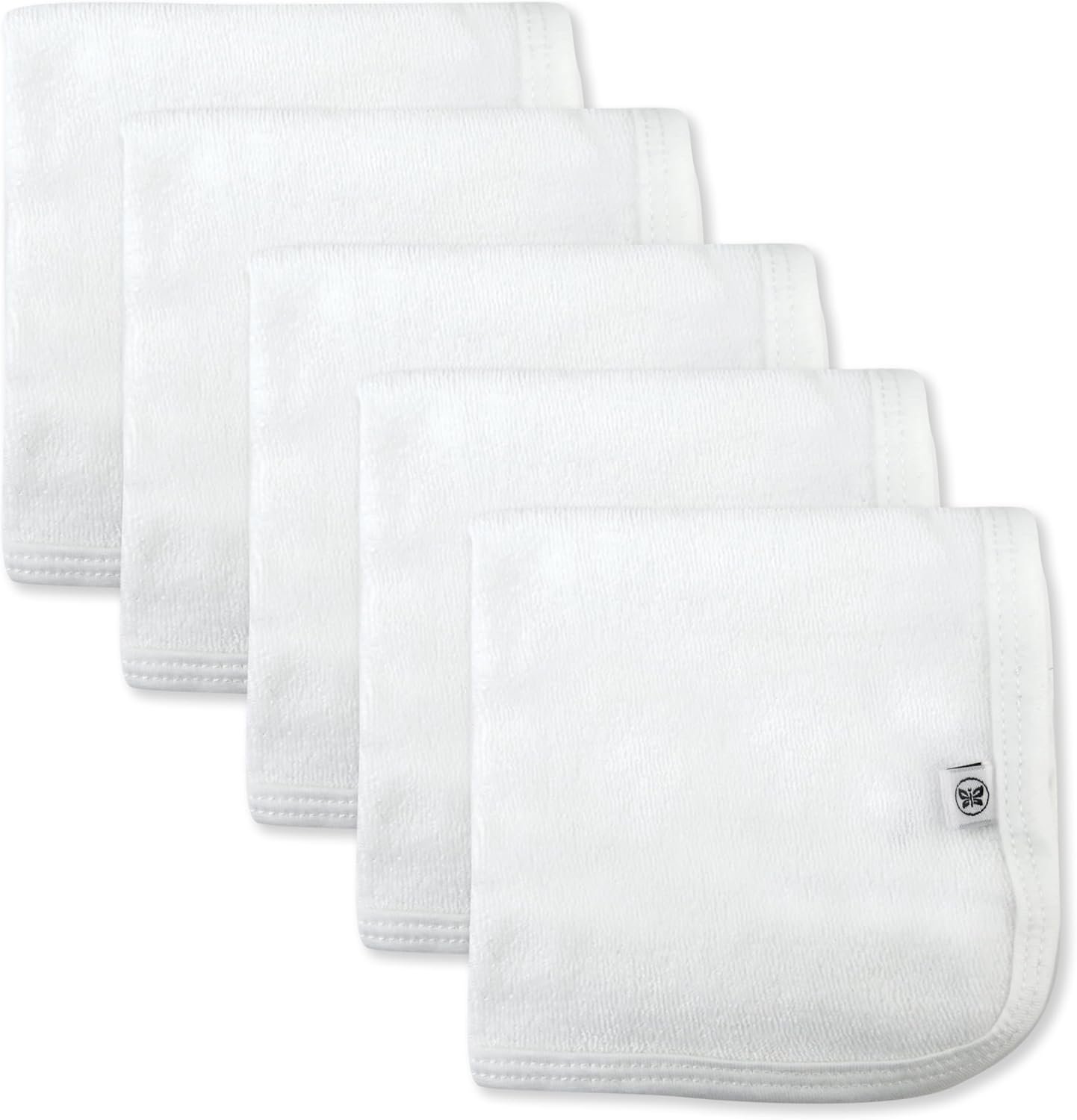 HonestBaby Unisex Baby Organic Cotton Washcloth Multi-Pack Winter Accessory Set, 5-Pack Honestly Pure White, One Size