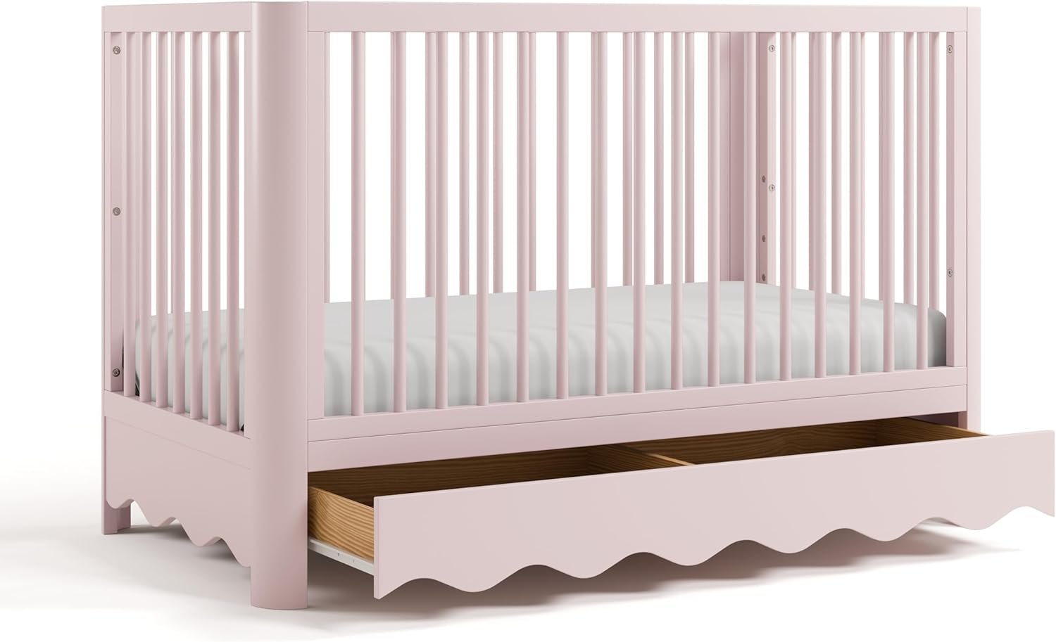 Storkcraft Casablanca Convertible Crib with Drawer and Toddler Guardrail (Blush) – GREENGUARD Gold Certified, Toddler Bed Conversion Kit Included, Fits Standard Crib Mattress
